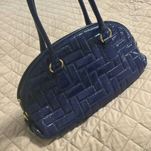 HOBO International Blue Patent Leather Quilted Shoulder Bag VGUC/GUC
